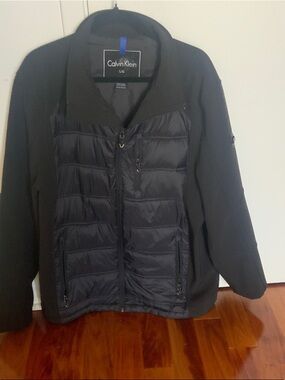Calvin Klein Men's-Style Black Quilted Hybrid Jacket